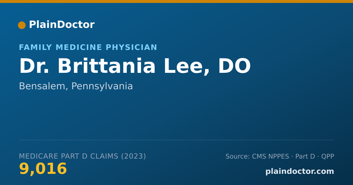 Shareable card for Brittania Lee, DO - Family Medicine Physician, Bensalem, PA
