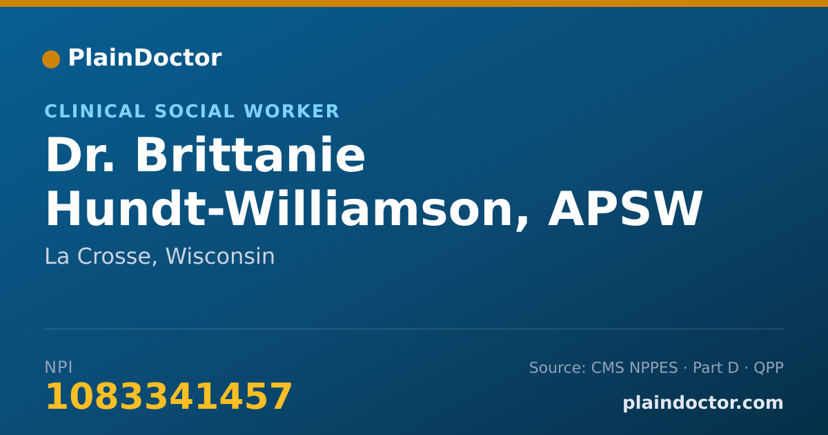 Shareable card for Brittanie Hundt-Williamson, APSW - Clinical Social Worker, La Crosse, WI