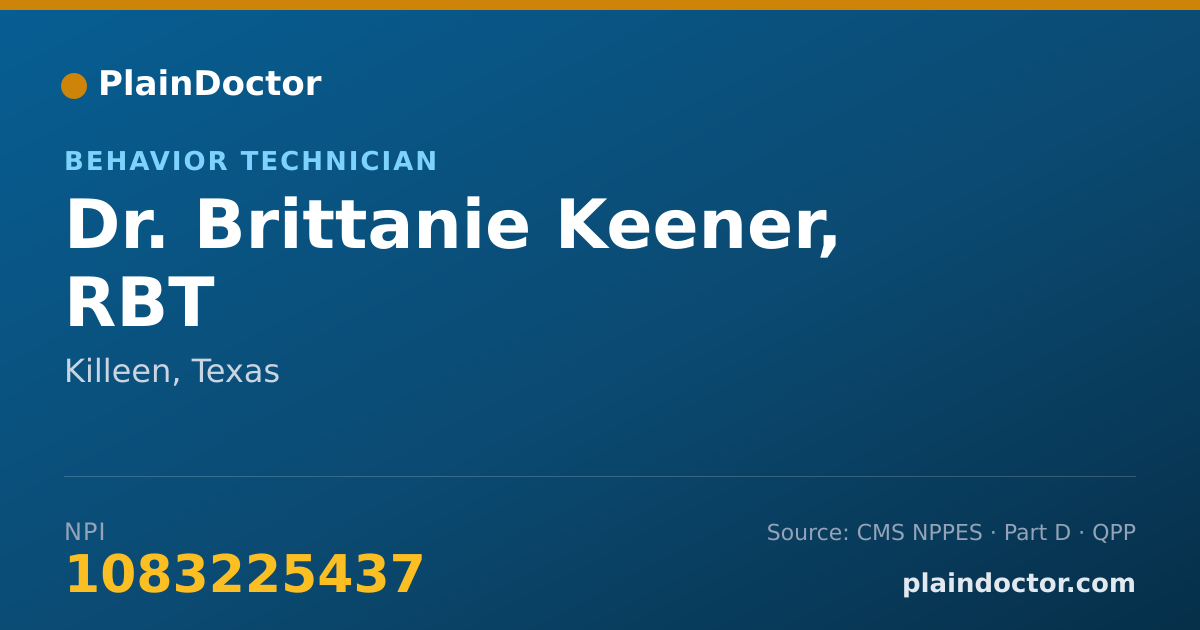 Shareable card for Brittanie Keener, RBT - Behavior Technician, Killeen, TX