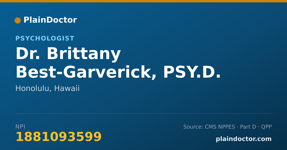 Shareable card for Brittany Best-Garverick, PSY.D. - Psychologist, Honolulu, HI