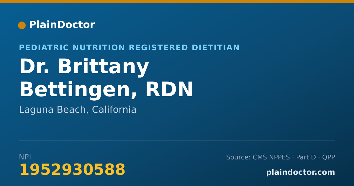 Shareable card for Brittany Bettingen, RDN - Pediatric Nutrition Registered Dietitian, Laguna Beach, CA