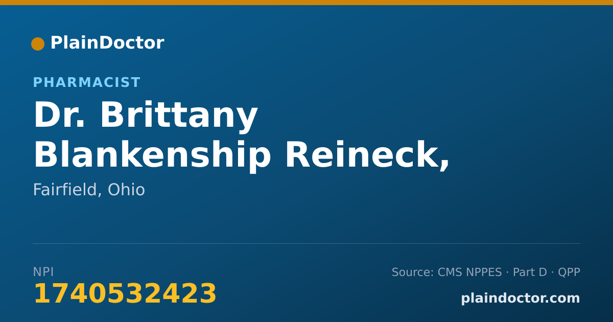 Shareable card for Brittany Blankenship Reineck, PHARMD - Pharmacist, Fairfield, OH