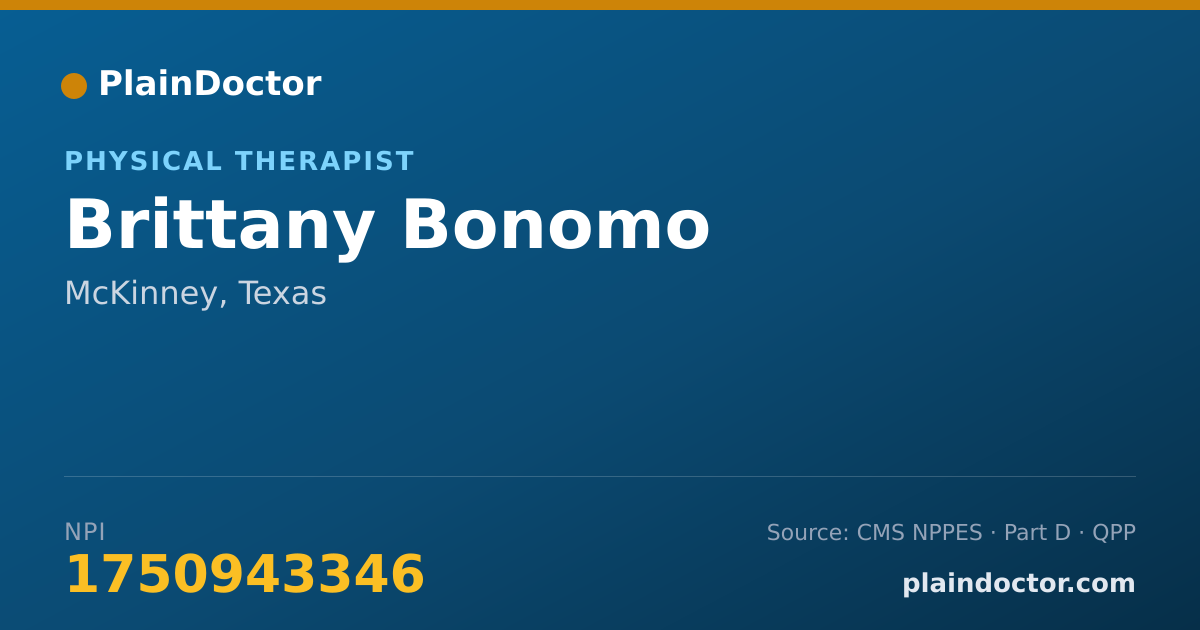 Shareable card for Brittany Bonomo - Physical Therapist, McKinney, TX