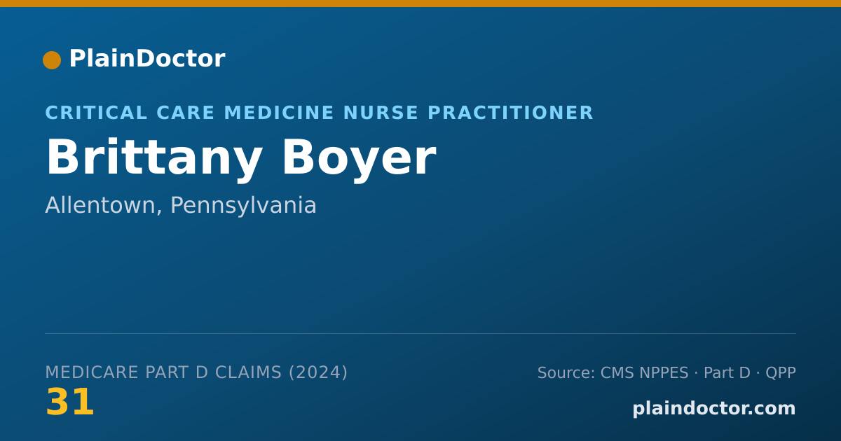 Shareable card for Brittany Boyer - Critical Care Medicine Nurse Practitioner, Allentown, PA