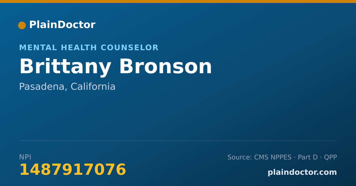 Shareable card for Brittany Bronson - Mental Health Counselor, Pasadena, CA