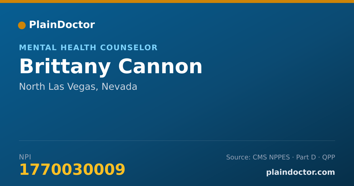 Shareable card for Brittany Cannon - Mental Health Counselor, North Las Vegas, NV