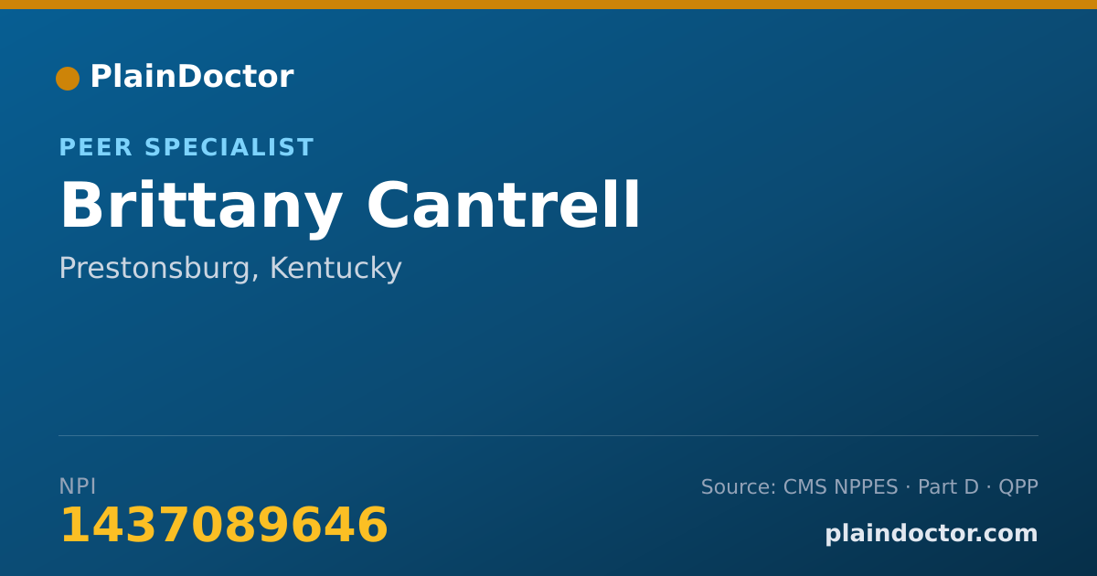 Shareable card for Brittany Cantrell - Peer Specialist, Prestonsburg, KY