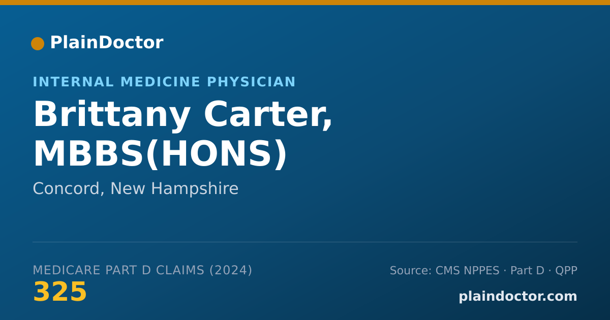 Shareable card for Brittany Carter, MBBS(HONS) - Internal Medicine Physician, Concord, NH