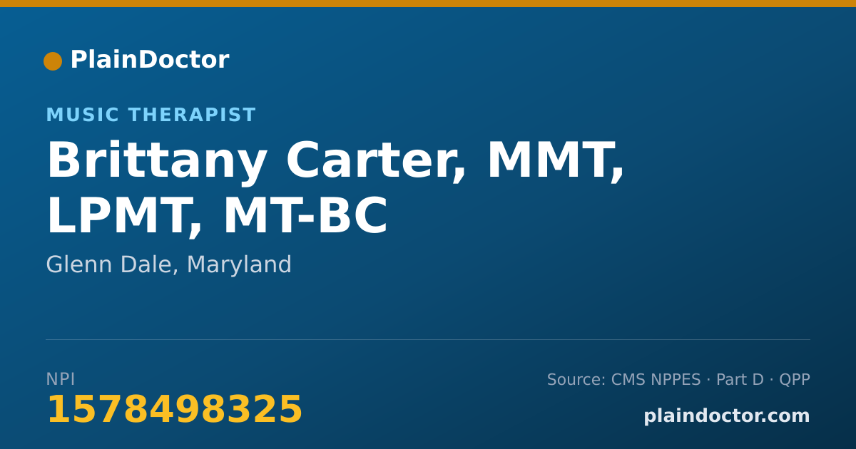 Shareable card for Brittany Carter, MMT, LPMT, MT-BC - Music Therapist, Glenn Dale, MD
