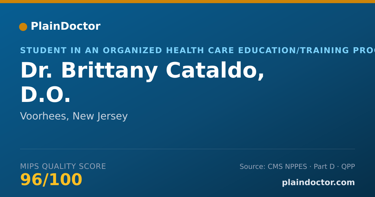 Shareable card for Brittany Cataldo, D.O. - Student in an Organized Health Care Education/Training Program, Voorhees, NJ