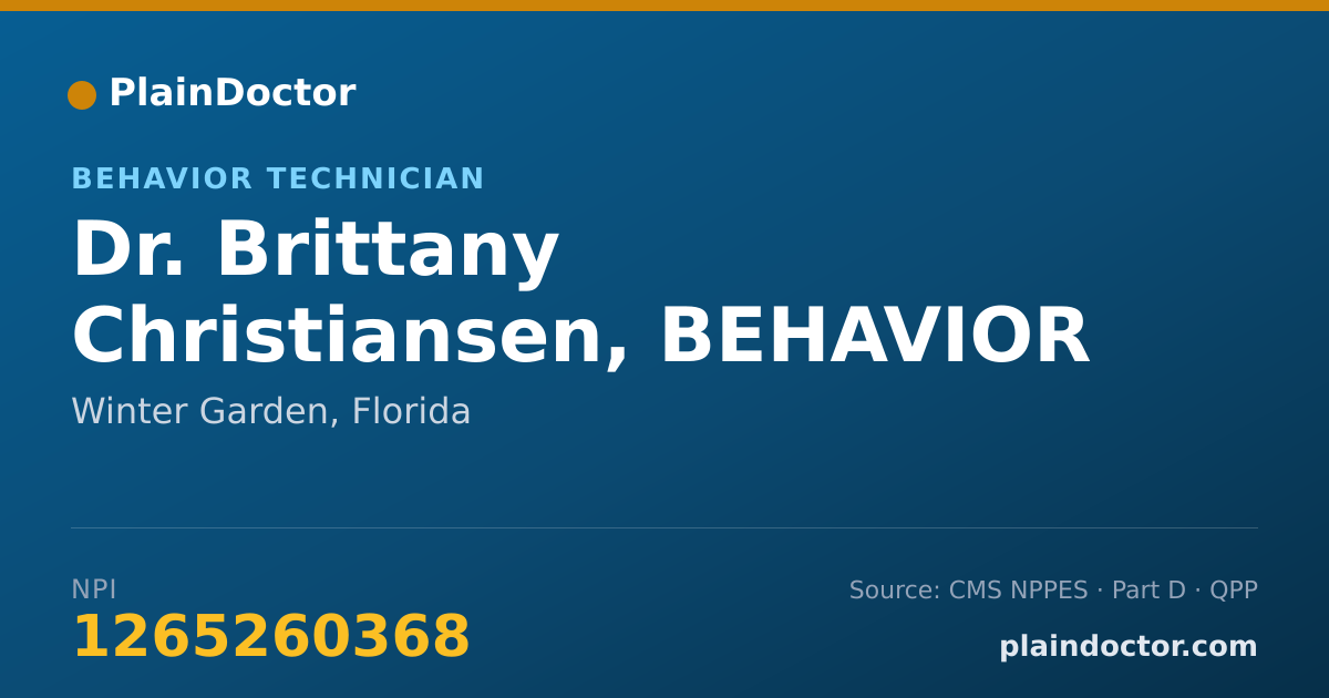 Shareable card for Brittany Christiansen, BEHAVIOR TECHNICIAN - Behavior Technician, Winter Garden, FL