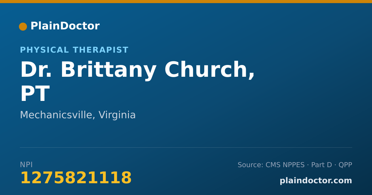 Shareable card for Brittany Church, PT - Physical Therapist, Mechanicsville, VA