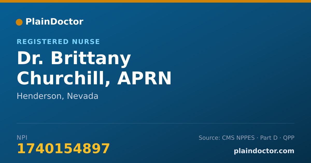 Shareable card for Brittany Churchill, APRN - Registered Nurse, Henderson, NV