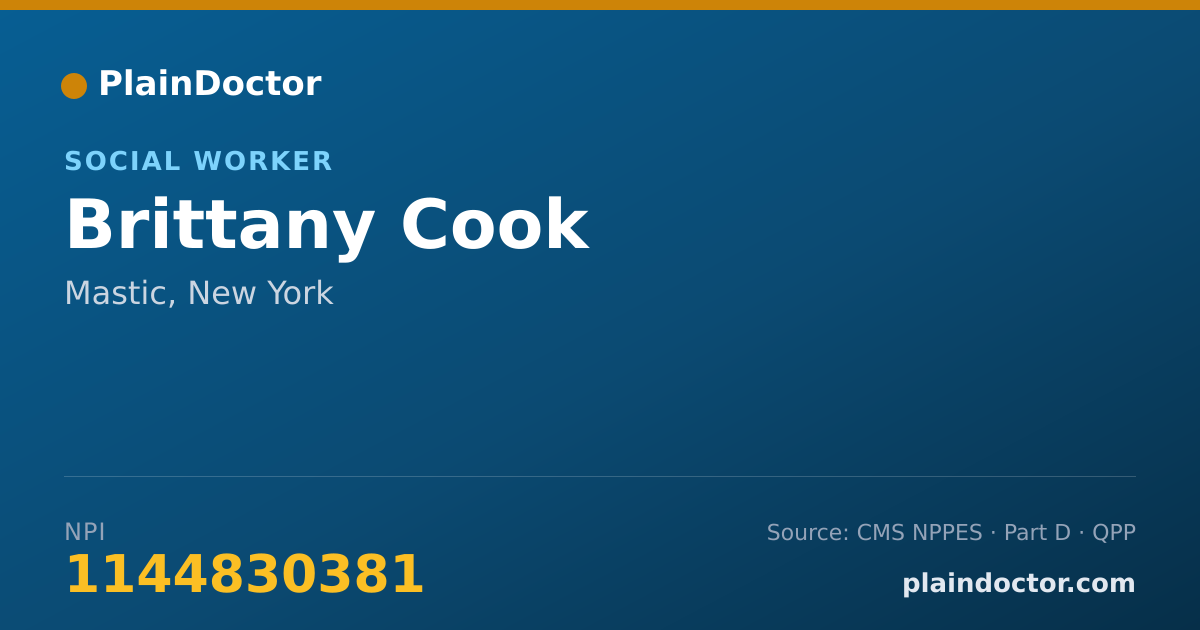 Shareable card for Brittany Cook - Social Worker, Mastic, NY