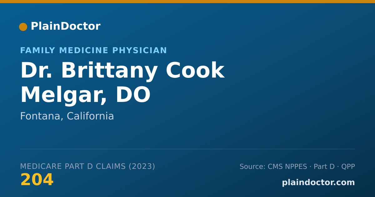 Shareable card for Brittany Cook Melgar, DO - Family Medicine Physician, Fontana, CA