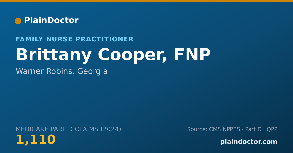 Shareable card for Brittany Cooper, FNP - Family Nurse Practitioner, Warner Robins, GA