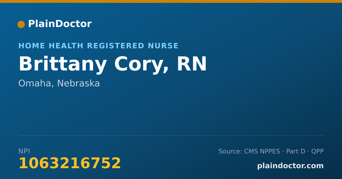 Shareable card for Brittany Cory, RN - Home Health Registered Nurse, Omaha, NE