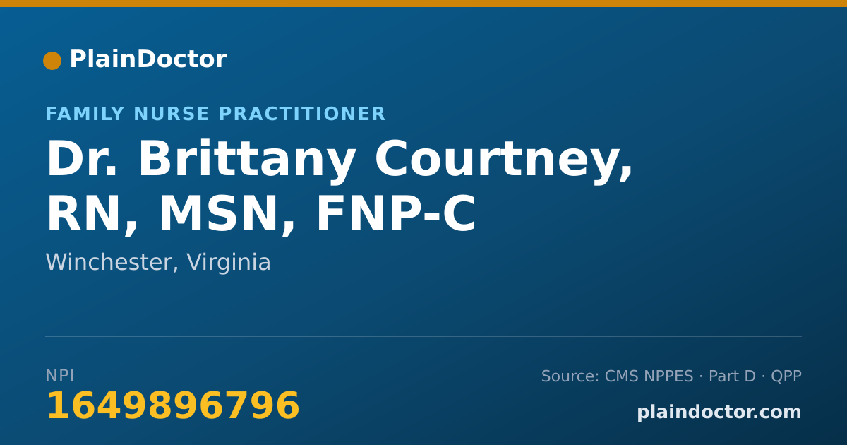 Shareable card for Brittany Courtney, RN, MSN, FNP-C - Family Nurse Practitioner, Winchester, VA