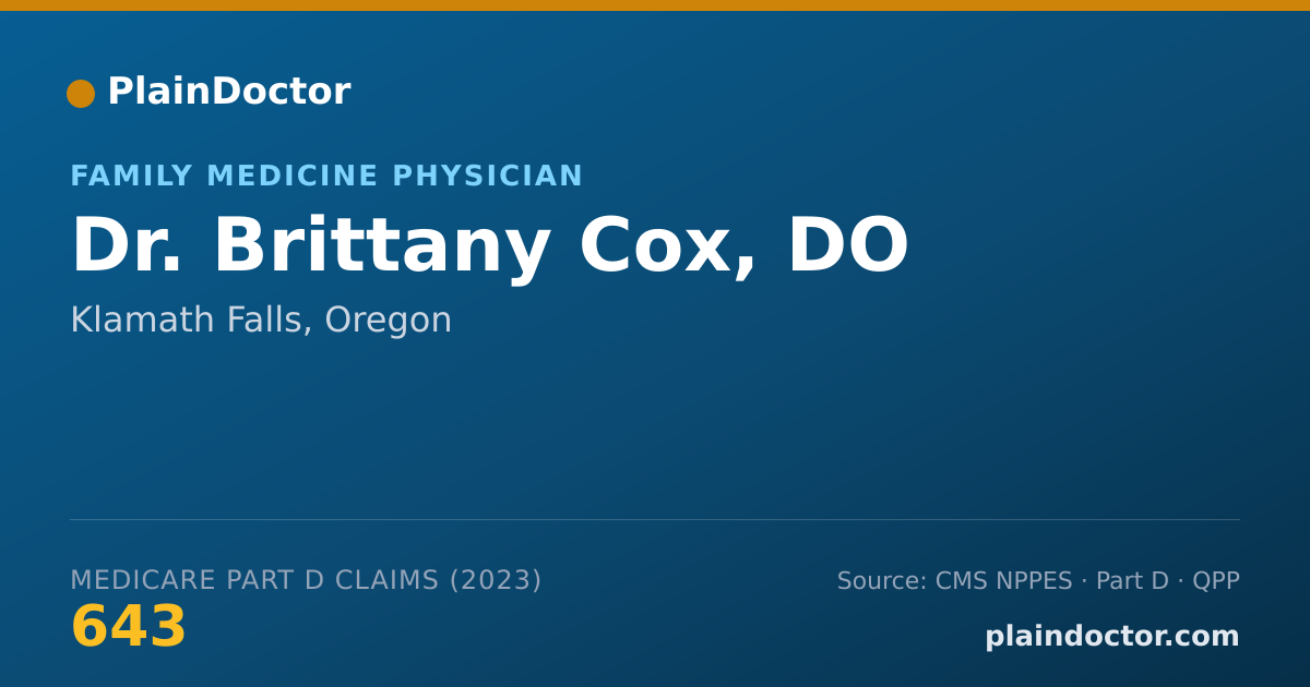 Shareable card for Brittany Cox, DO - Family Medicine Physician, Klamath Falls, OR