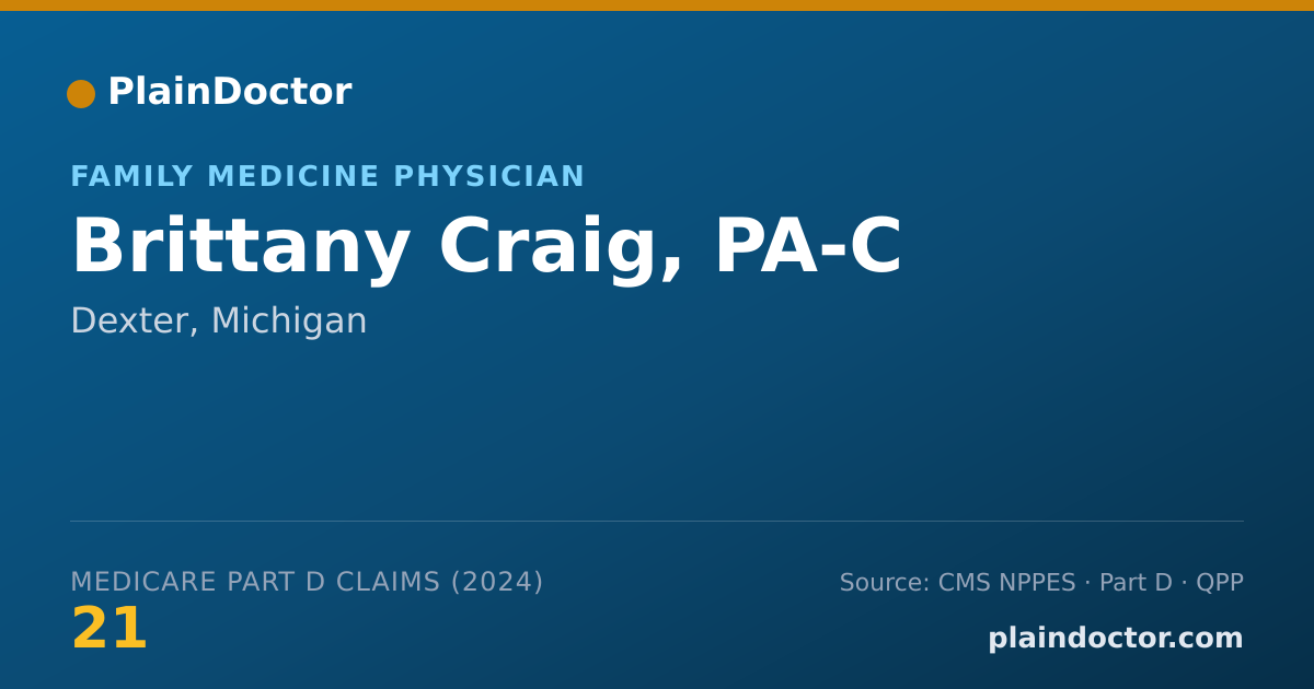 Shareable card for Brittany Craig, PA-C - Family Medicine Physician, Dexter, MI