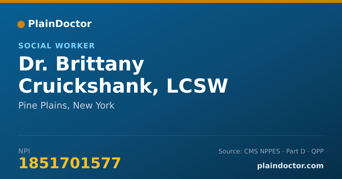 Shareable card for Brittany Cruickshank, LCSW - Social Worker, Pine Plains, NY