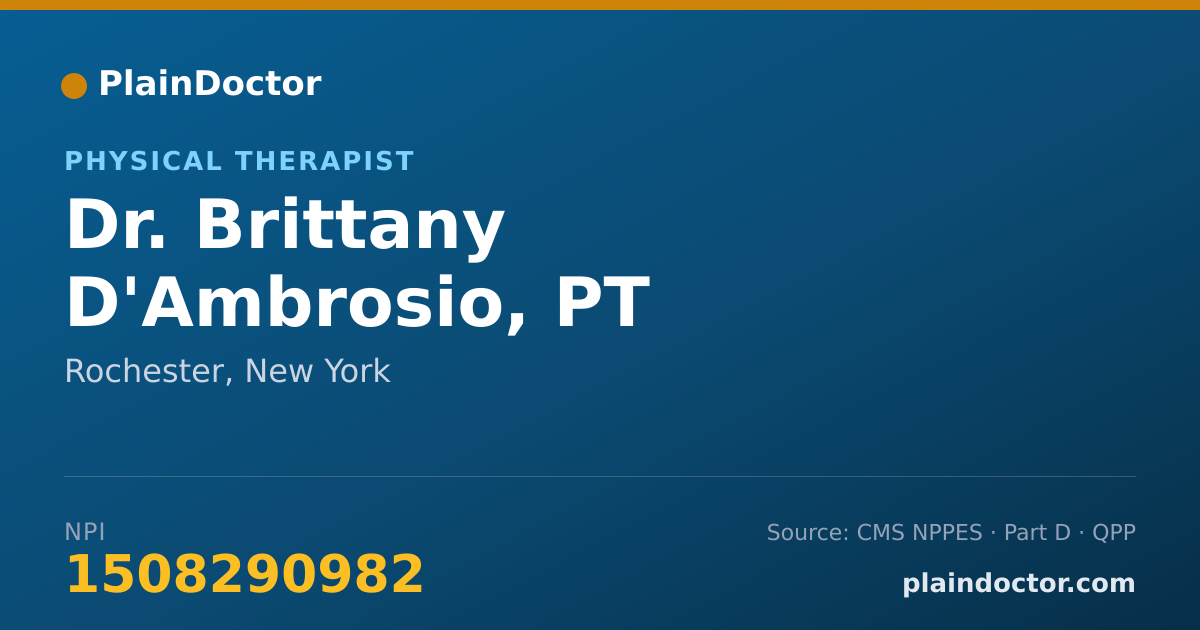 Shareable card for Brittany D'Ambrosio, PT - Physical Therapist, Rochester, NY