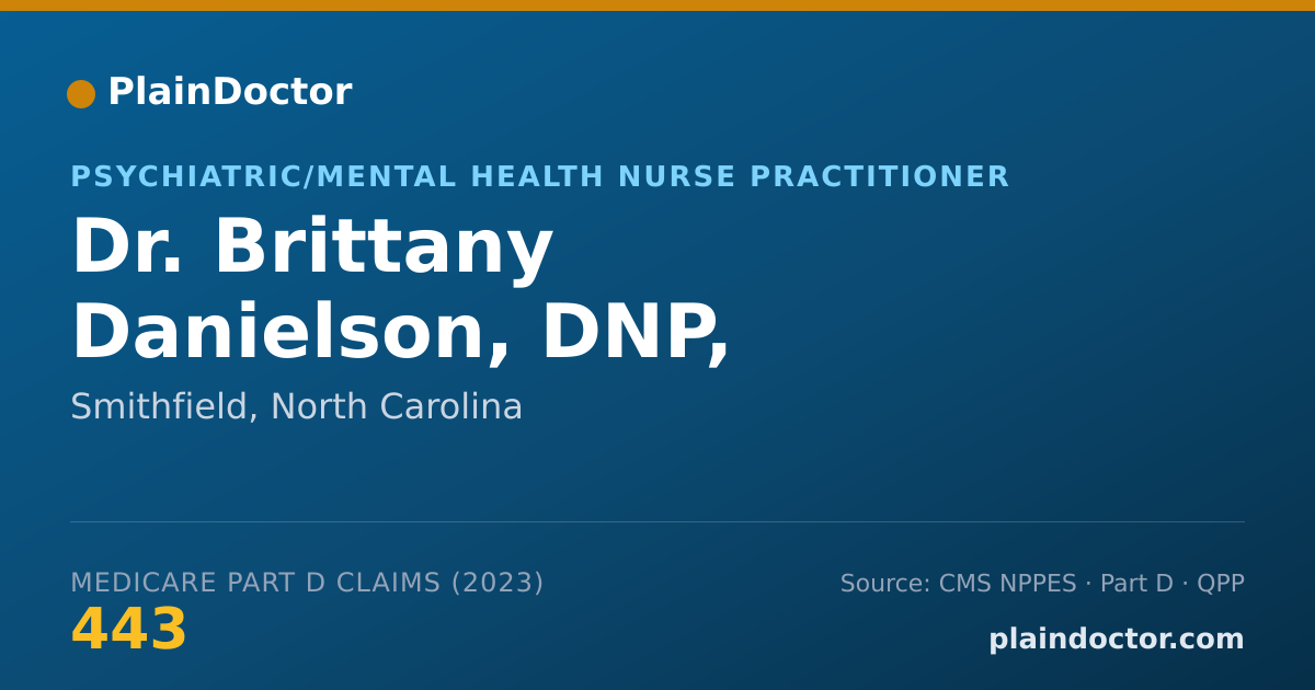 Shareable card for Brittany Danielson, DNP, PMHNP-BC - Psychiatric/Mental Health Nurse Practitioner, Smithfield, NC