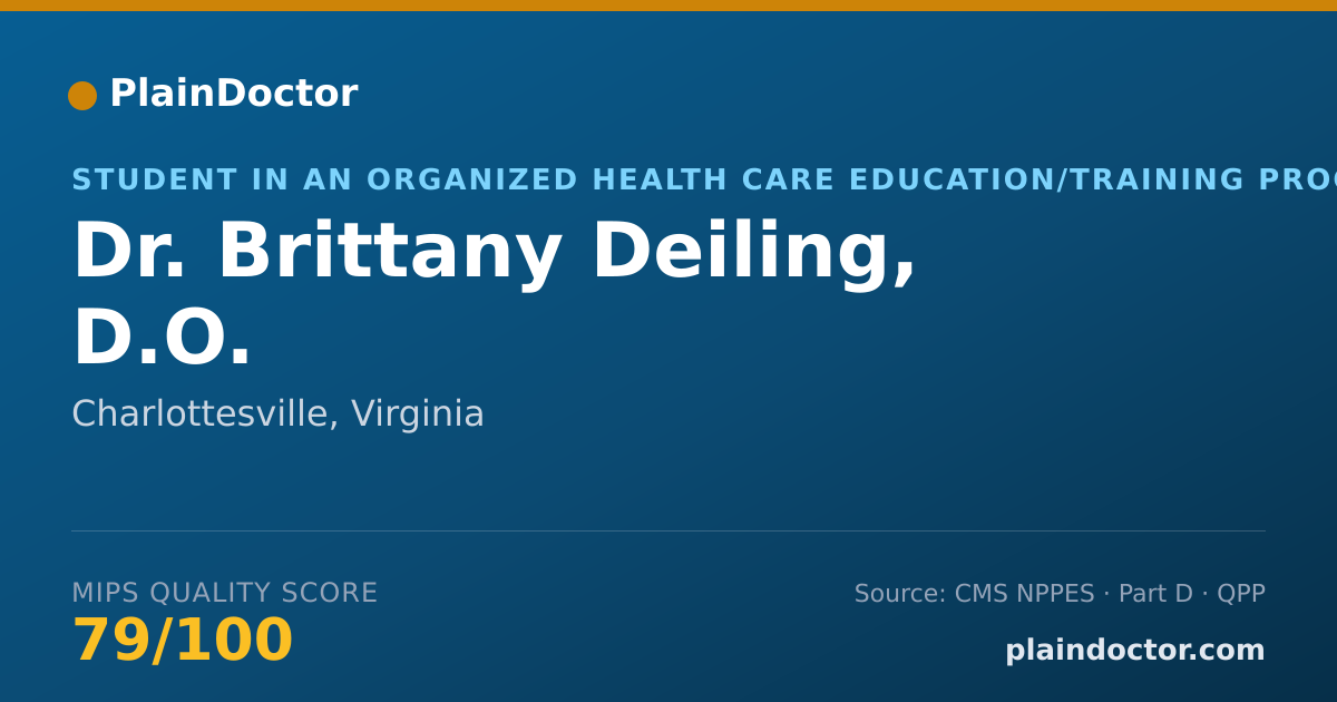 Shareable card for Brittany Deiling, D.O. - Student in an Organized Health Care Education/Training Program, Charlottesville, VA