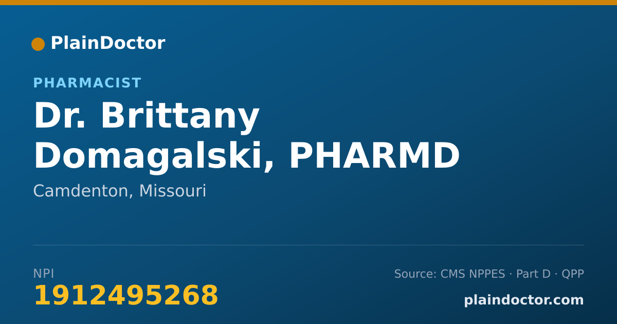 Shareable card for Brittany Domagalski, PHARMD - Pharmacist, Camdenton, MO