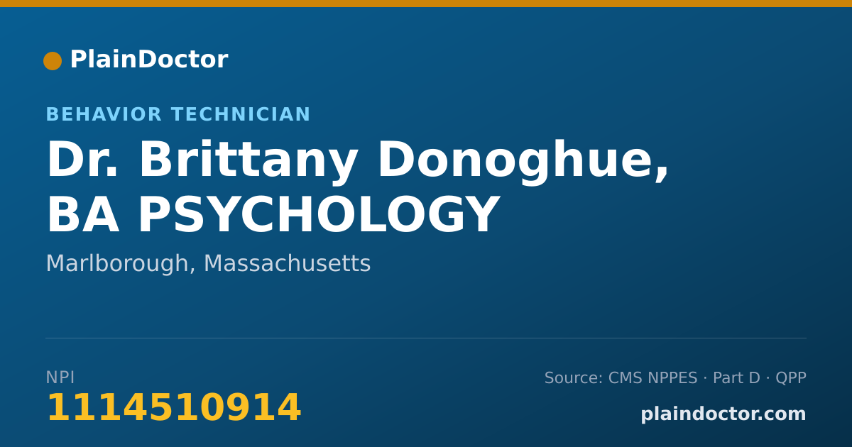 Shareable card for Brittany Donoghue, BA PSYCHOLOGY - Behavior Technician, Marlborough, MA