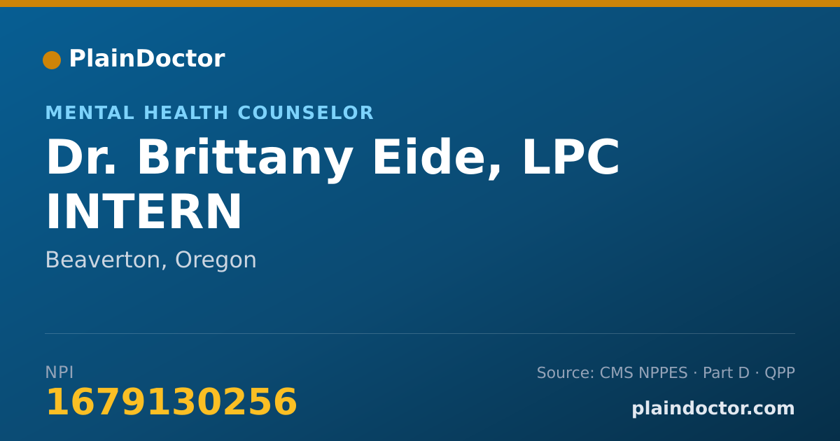 Shareable card for Brittany Eide, LPC INTERN - Mental Health Counselor, Beaverton, OR