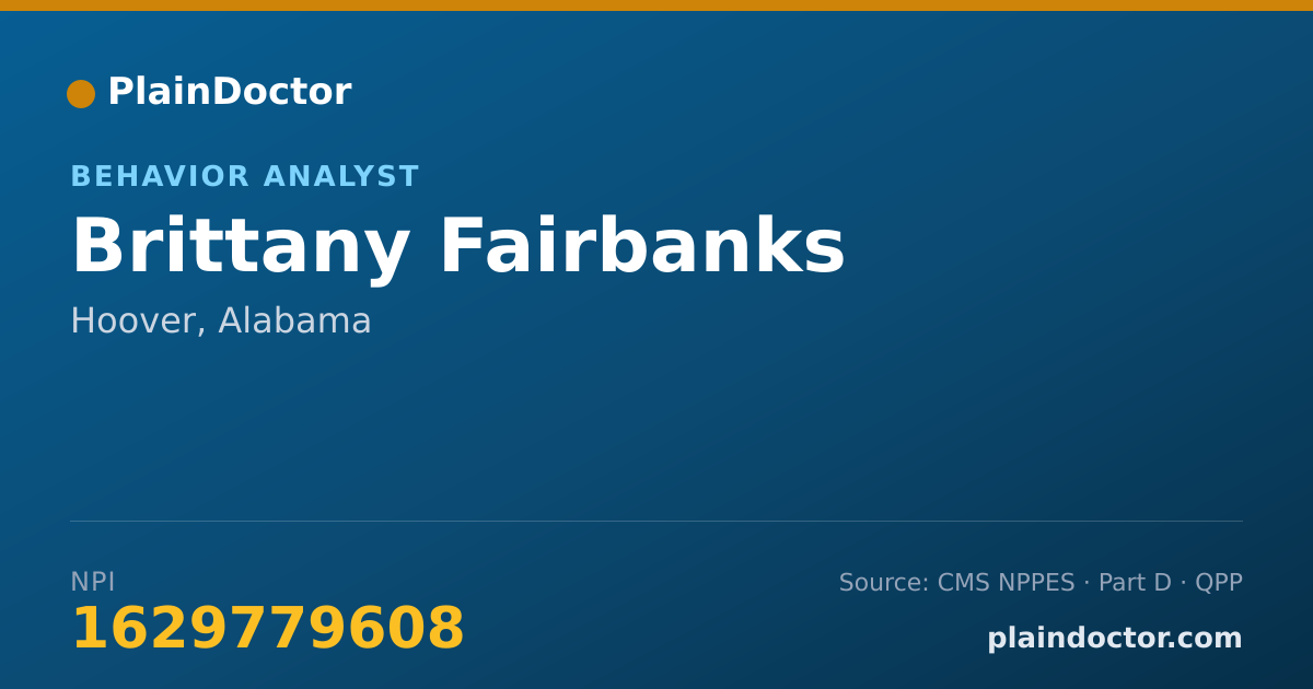 Shareable card for Brittany Fairbanks - Behavior Analyst, Hoover, AL