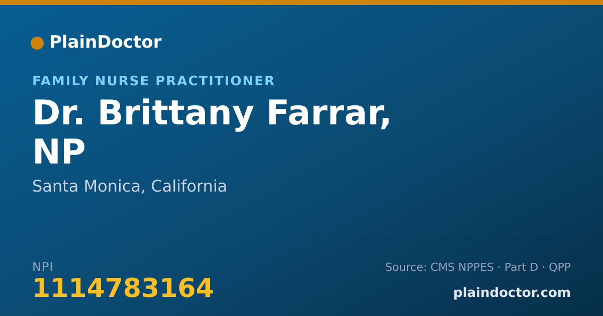 Shareable card for Brittany Farrar, NP - Family Nurse Practitioner, Santa Monica, CA