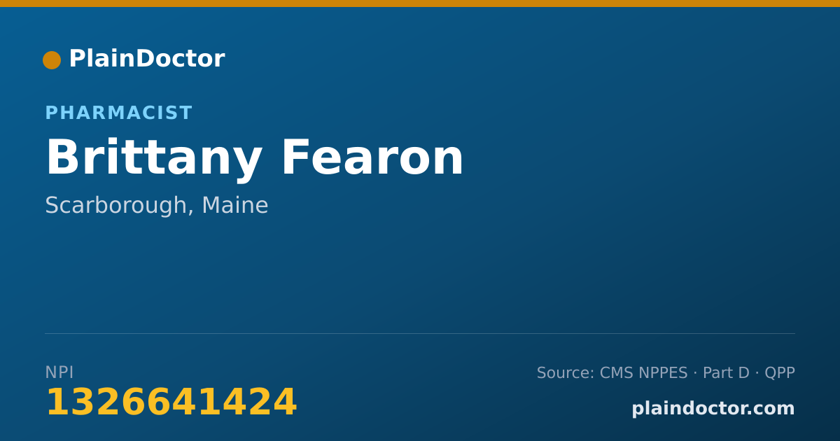 Shareable card for Brittany Fearon - Pharmacist, Scarborough, ME