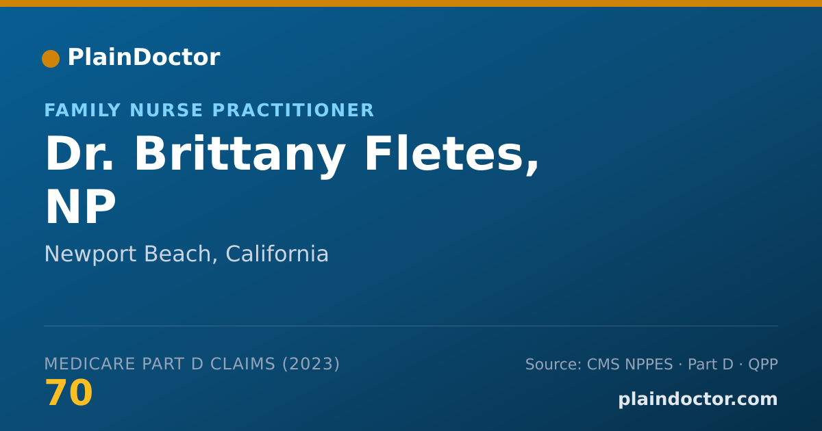 Shareable card for Brittany Fletes, NP - Family Nurse Practitioner, Newport Beach, CA