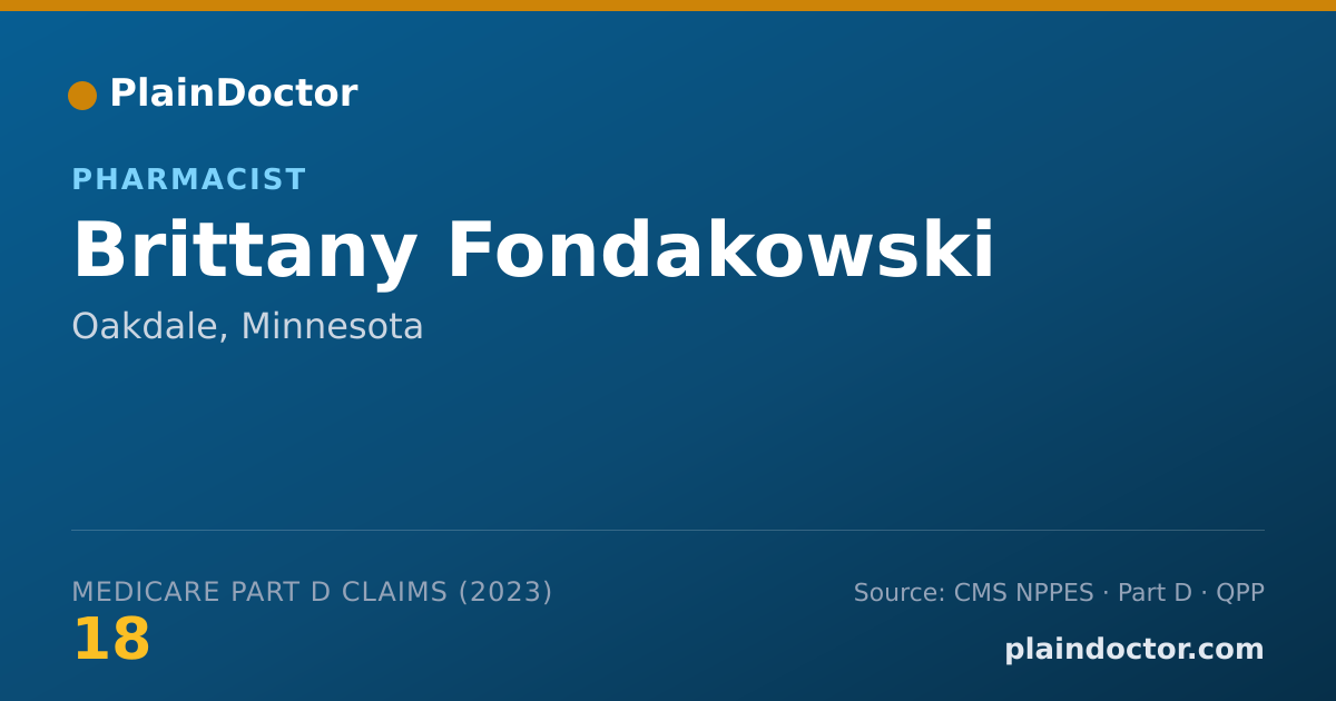 Shareable card for Brittany Fondakowski - Pharmacist, Oakdale, MN