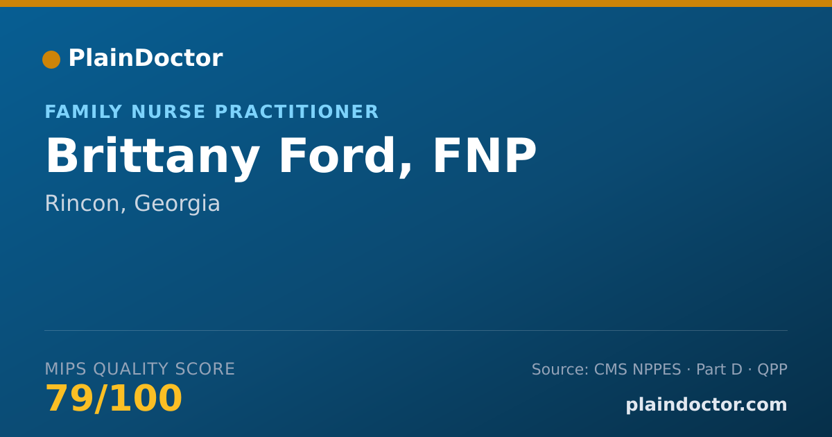 Shareable card for Brittany Ford, FNP - Family Nurse Practitioner, Rincon, GA