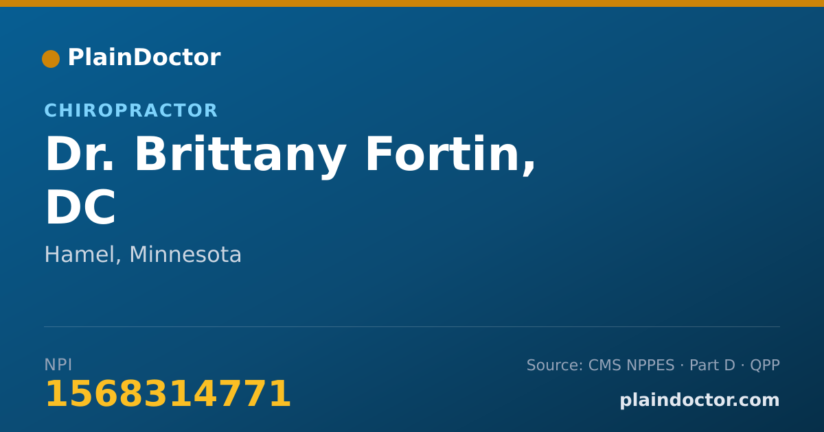 Shareable card for Brittany Fortin, DC - Chiropractor, Hamel, MN