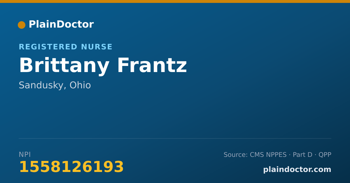 Shareable card for Brittany Frantz - Registered Nurse, Sandusky, OH