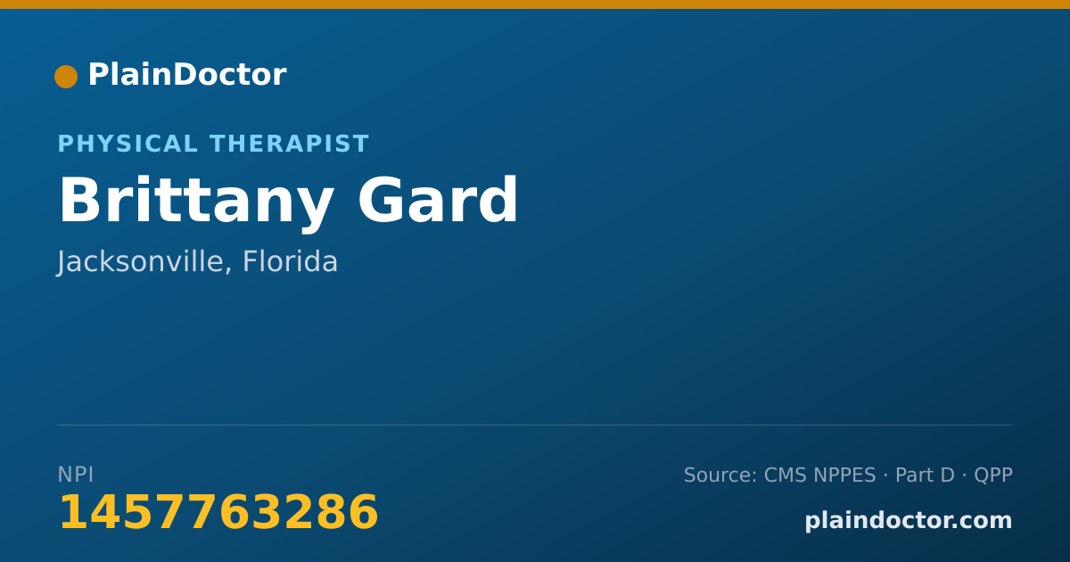 Shareable card for Brittany Gard - Physical Therapist, Jacksonville, FL