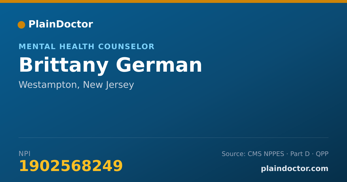 Shareable card for Brittany German - Mental Health Counselor, Westampton, NJ