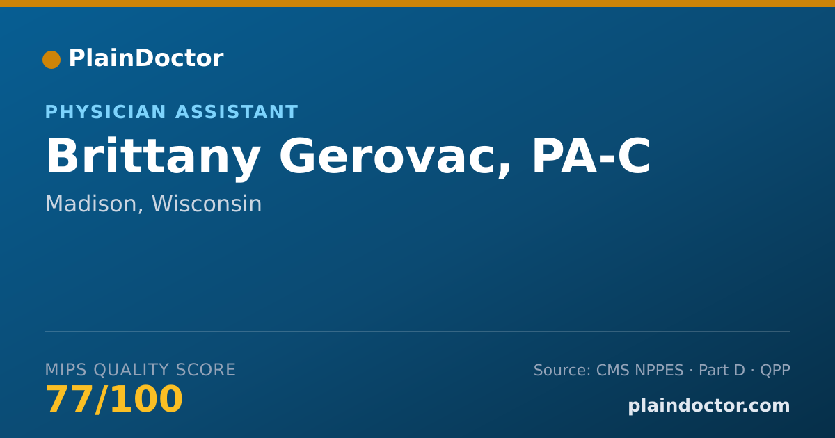 Shareable card for Brittany Gerovac, PA-C - Addiction Medicine (Internal Medicine) Physician, Madison, WI