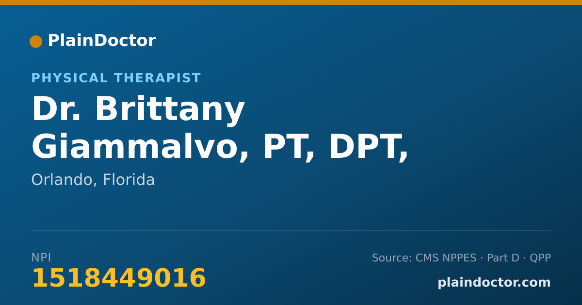 Shareable card for Brittany Giammalvo, PT, DPT, CLT - Physical Therapist, Orlando, FL