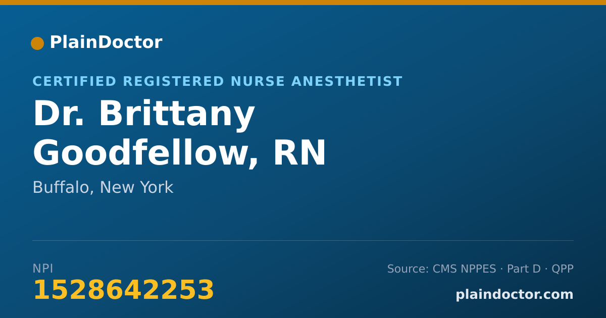 Shareable card for Brittany Goodfellow, RN - Certified Registered Nurse Anesthetist, Buffalo, NY