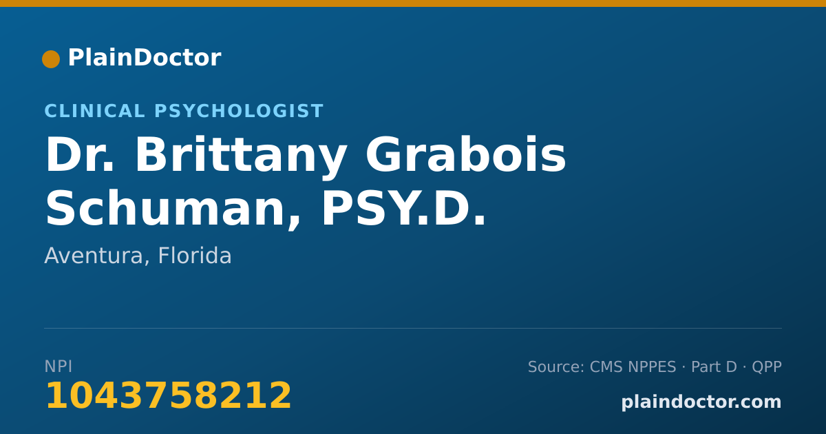 Shareable card for Brittany Grabois Schuman, PSY.D. - Clinical Psychologist, Aventura, FL