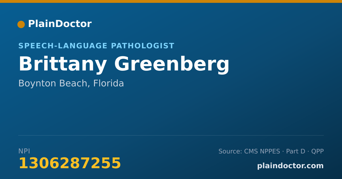 Shareable card for Brittany Greenberg - Speech-Language Pathologist, Boynton Beach, FL