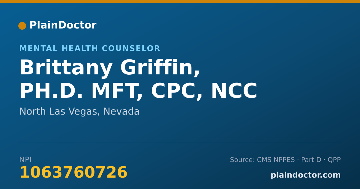 Shareable card for Brittany Griffin, PH.D. MFT, CPC, NCC - Mental Health Counselor, North Las Vegas, NV