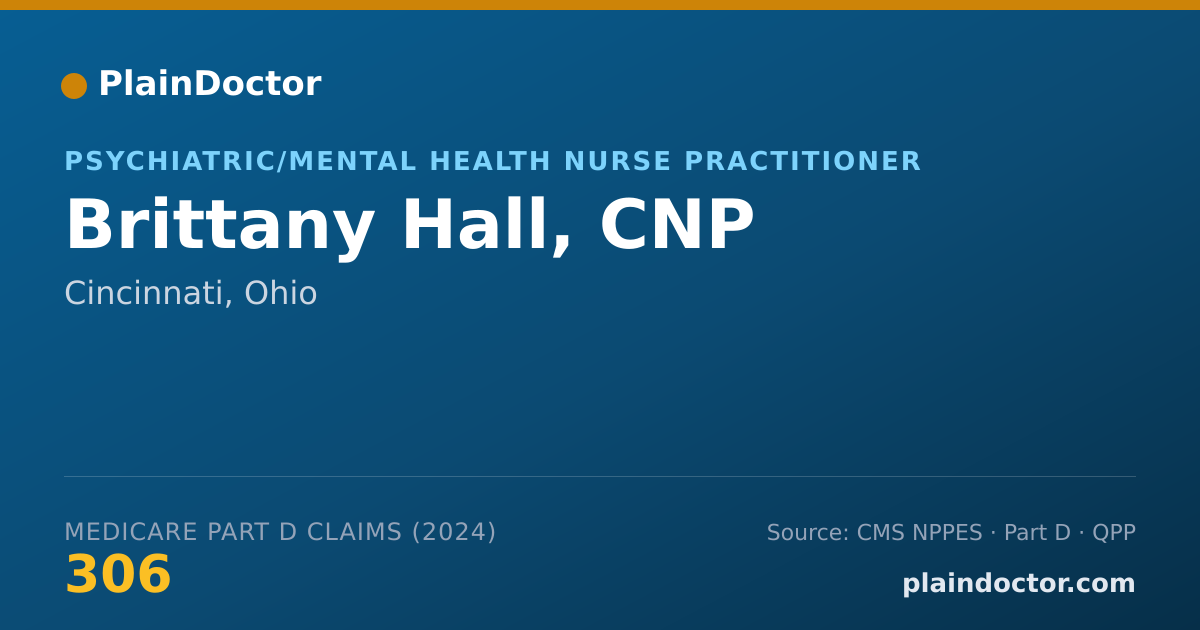 Shareable card for Brittany Hall, CNP - Psychiatric/Mental Health Nurse Practitioner, Cincinnati, OH