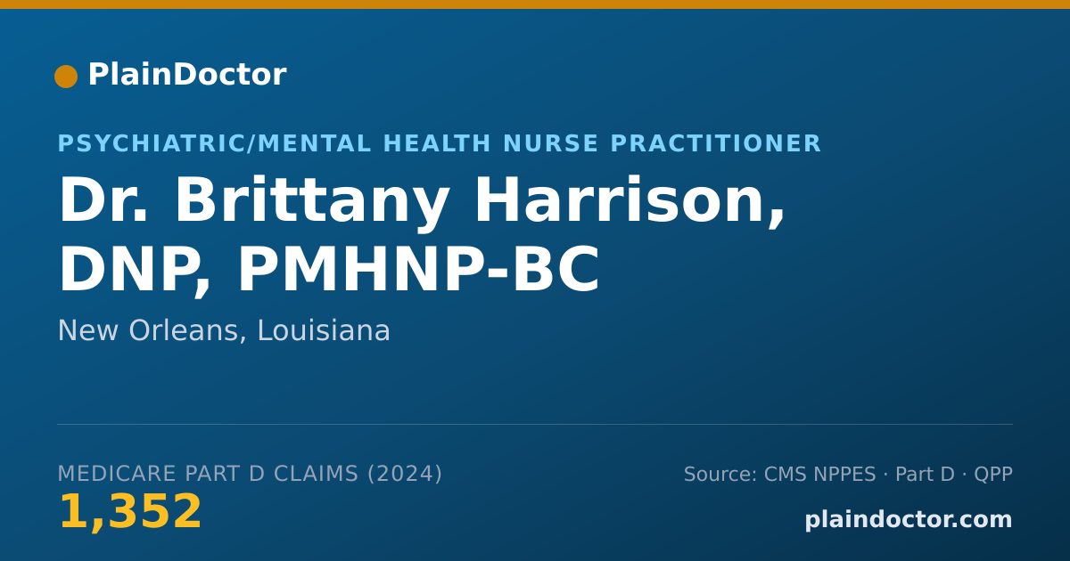 Shareable card for Brittany Harrison, DNP, PMHNP-BC - Psychiatric/Mental Health Nurse Practitioner, New Orleans, LA