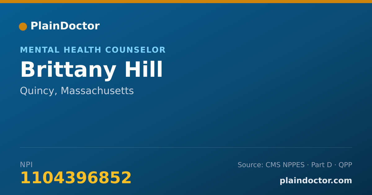 Shareable card for Brittany Hill - Mental Health Counselor, Quincy, MA